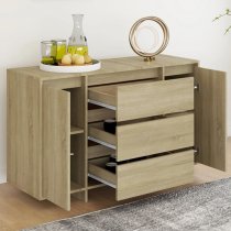 Maisa Wooden Sideboard With 2 Doors 3 Drawers In Sonoma Oak