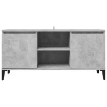 Usra Wooden TV Stand With 2 Doors And Shelf In Concrete Effect