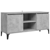 Usra Wooden TV Stand With 2 Doors And Shelf In Concrete Effect