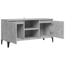 Usra Wooden TV Stand With 2 Doors And Shelf In Concrete Effect