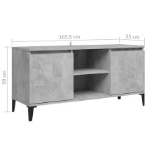 Usra Wooden TV Stand With 2 Doors And Shelf In Concrete Effect