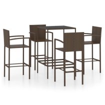 Selah Small Glass Top Bar Table With 4 Bar Chairs In Brown