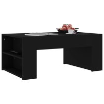 Olicia Wooden Coffee Table With Shelves In Black