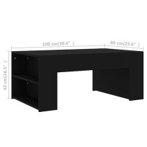 Olicia Wooden Coffee Table With Shelves In Black