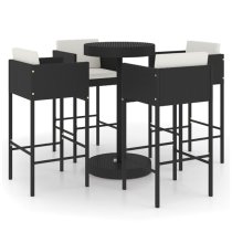 Anya Large Poly Rattan Bar Table With 4 Avyanna Chairs In Black