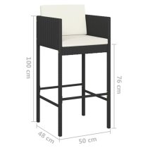 Anya Large Poly Rattan Bar Table With 4 Avyanna Chairs In Black