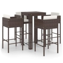 Amy Small Poly Rattan Bar Table With 4 Avyanna Chairs In Brown