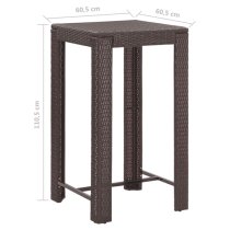 Amy Small Poly Rattan Bar Table With 4 Avyanna Chairs In Brown