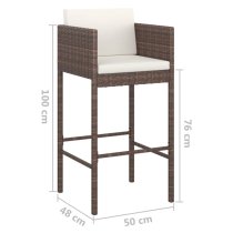 Amy Small Poly Rattan Bar Table With 4 Avyanna Chairs In Brown