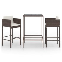 Selah Small Glass Top Bar Table With 2 Avyanna Chairs In Brown