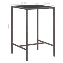 Selah Small Glass Top Bar Table With 2 Avyanna Chairs In Brown