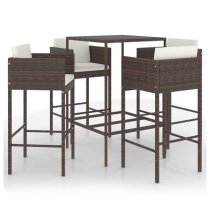 Selah Small Glass Top Bar Table With 4 Avyanna Chairs In Brown