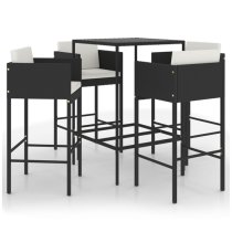 Selah Small Glass Top Bar Table With 4 Avyanna Chairs In Black