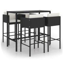 Selah Large Glass Top Bar Table With 4 Avyanna Chairs In Black