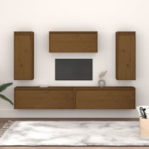 Jackie Solid Pinewood Entertainment Unit In Honey Brown