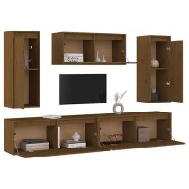 Jackie Solid Pinewood Entertainment Unit In Honey Brown