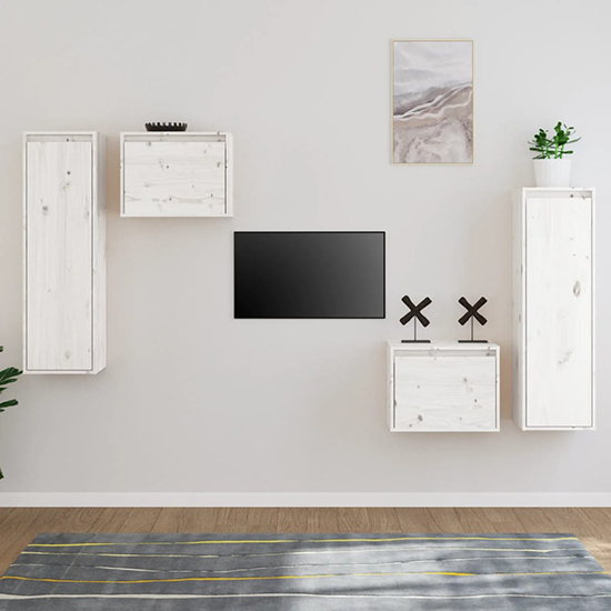 Kacela Solid Pinewood Entertainment Unit In White