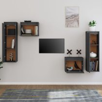 Kacela Solid Pinewood Entertainment Unit In Grey