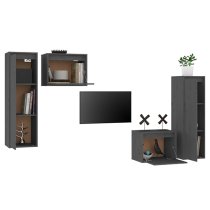 Kacela Solid Pinewood Entertainment Unit In Grey