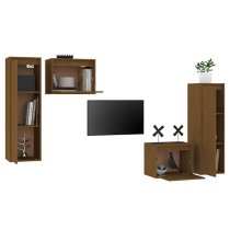 Kacela Solid Pinewood Entertainment Unit In Honey Brown