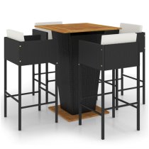 Selah Large Wooden Top Bar Table With 4 Avyanna Chairs In Black