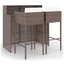 Selah Poly Rattan Bar Table With 2 Avyanna Chairs In Brown