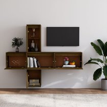 Cadak Solid Pinewood Entertainment Unit In Honey Brown