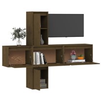 Cadak Solid Pinewood Entertainment Unit In Honey Brown