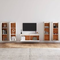 Danail Solid Pinewood Entertainment Unit In White