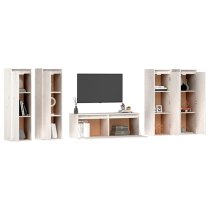 Danail Solid Pinewood Entertainment Unit In White