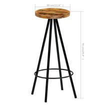 Amiya Set Of 4 Wooden Bar Stools With Steel Frame In Natural