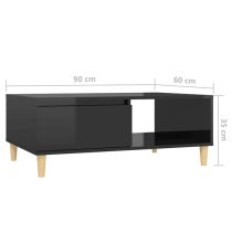 Agron High Gloss Coffee Table With 1 Door In Black