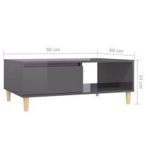 Agron High Gloss Coffee Table With 1 Door In Grey