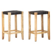 Tegan Large Black And Natural Wooden Bar Stools In A Pair