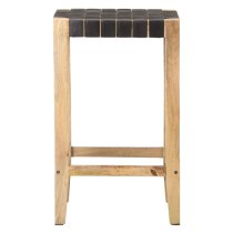 Tegan Large Black And Natural Wooden Bar Stools In A Pair