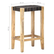 Tegan Large Black And Natural Wooden Bar Stools In A Pair