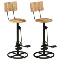 Stacy Natural Solid Mango Wooden Bar Stools In A Pair