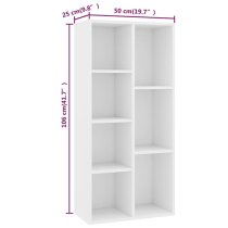 Feivel Wooden Bookcase With 7 Shelves In White