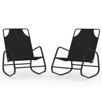 Kahili Set Of 2 Textliene Fabric Rocking Sun Lounger In Black