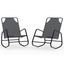 Kahili Set Of 2 Textliene Fabric Rocking Sun Lounger In Grey