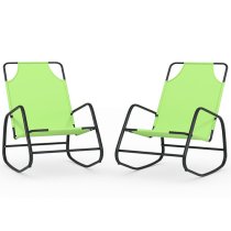 Kahili Set Of 2 Textliene Fabric Rocking Sun Lounger In Green