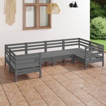 Laurie Solid Pinewood Garden Lounge Set In Grey