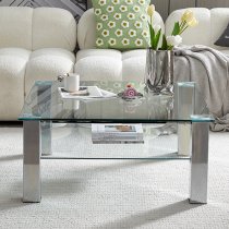 Aston Square Clear Glass Coffee Table With Chrome Legs