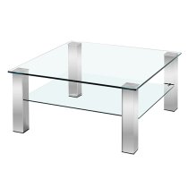 Aston Square Clear Glass Coffee Table With Chrome Legs