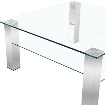 Aston Square Clear Glass Coffee Table With Chrome Legs