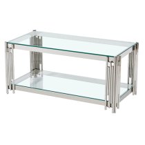 Vasari Clear Glass Coffee Table With Stainless Steel Frame