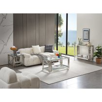 Vasari Clear Glass Coffee Table With Stainless Steel Frame