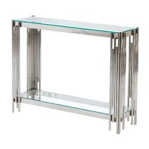 Vasari Clear Glass Console Table With Stainless Steel Frame