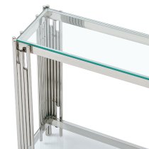 Vasari Clear Glass Console Table With Stainless Steel Frame