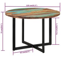 Kasani Round Solid Reclaimed Wood Dining Table In Multi-Colour